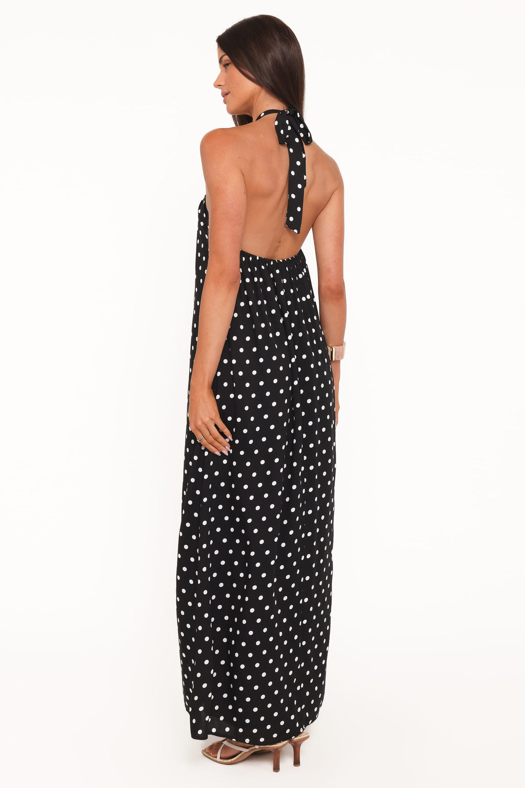 Theophania Halter Neck Polka Dot Maxi Dress for Women - gallery