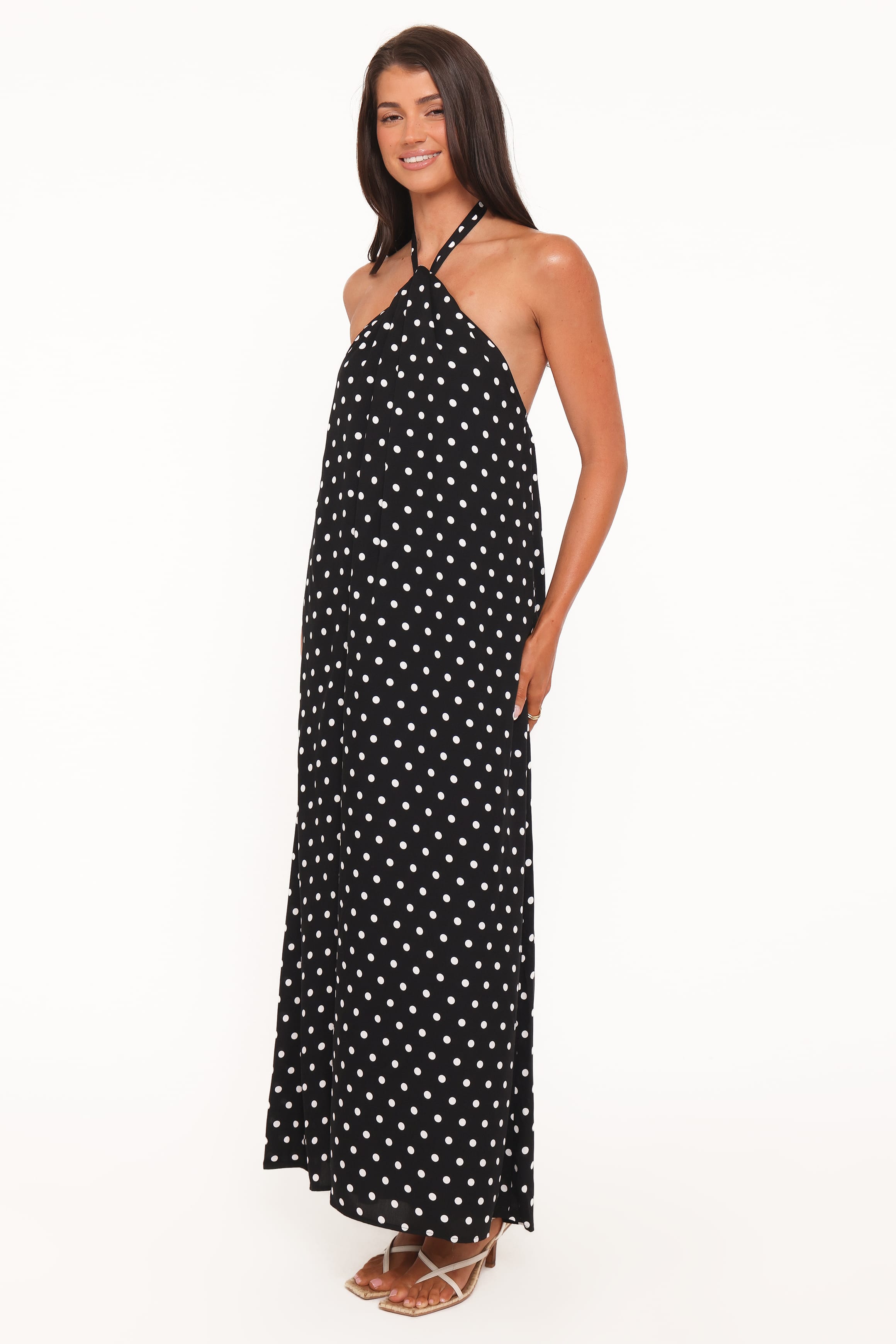 Theophania Halter Neck Polka Dot Maxi Dress for Women - gallery
