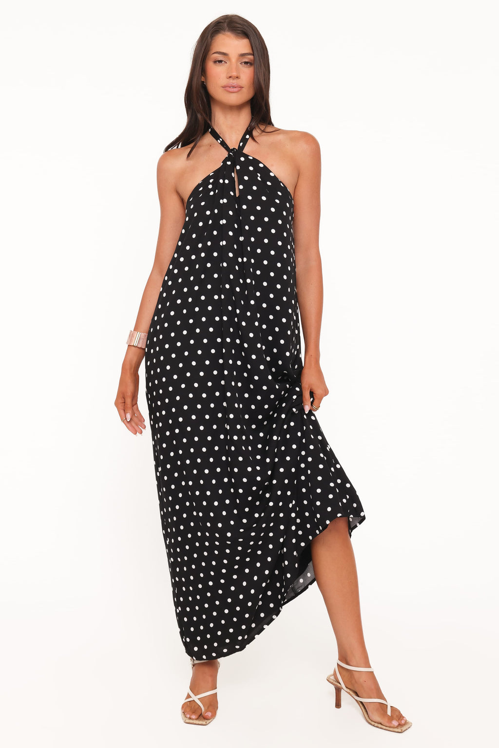 Theophania Halter Neck Polka Dot Maxi Dress for Women - gallery