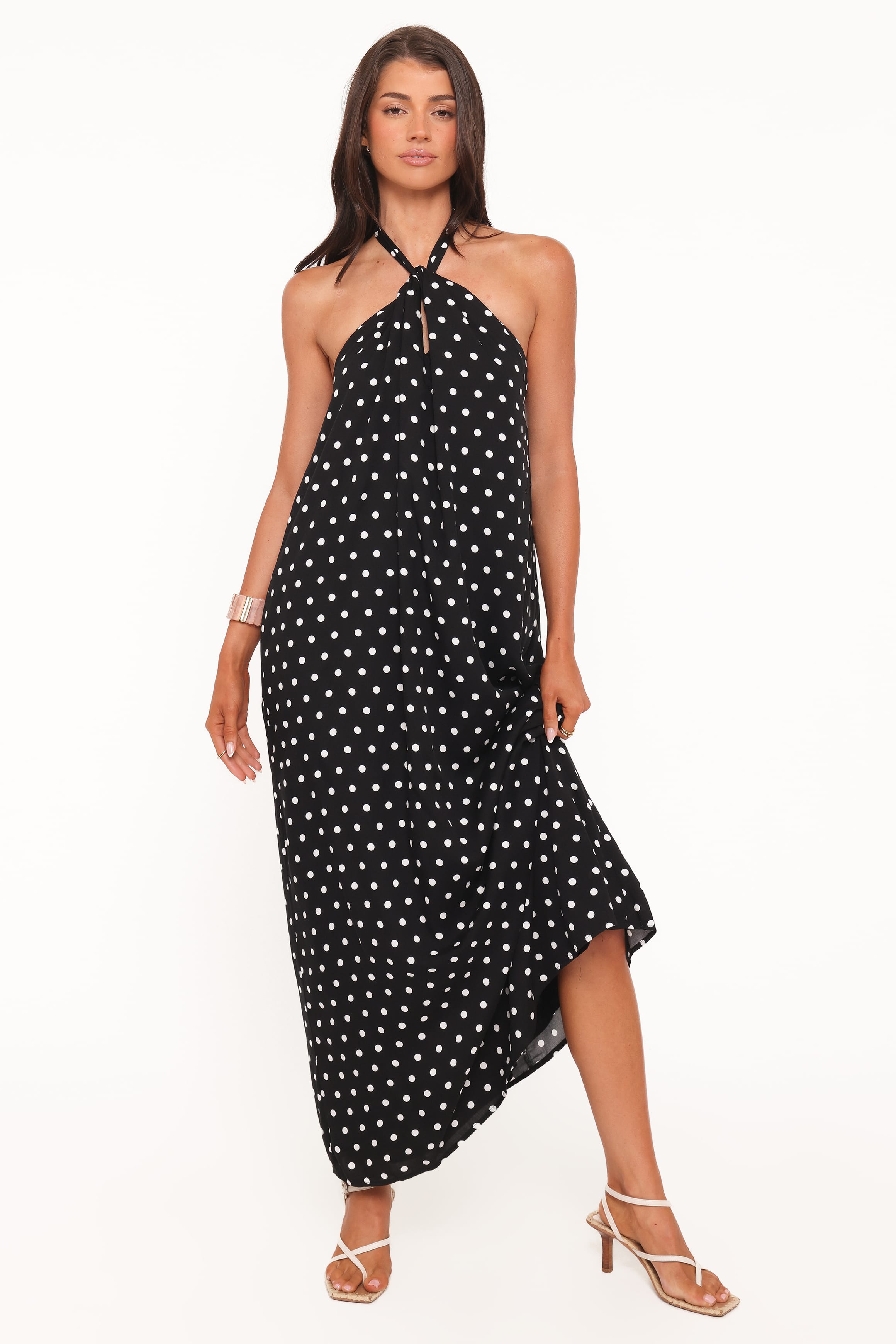 Theophania Halter Neck Polka Dot Maxi Dress for Women - gallery