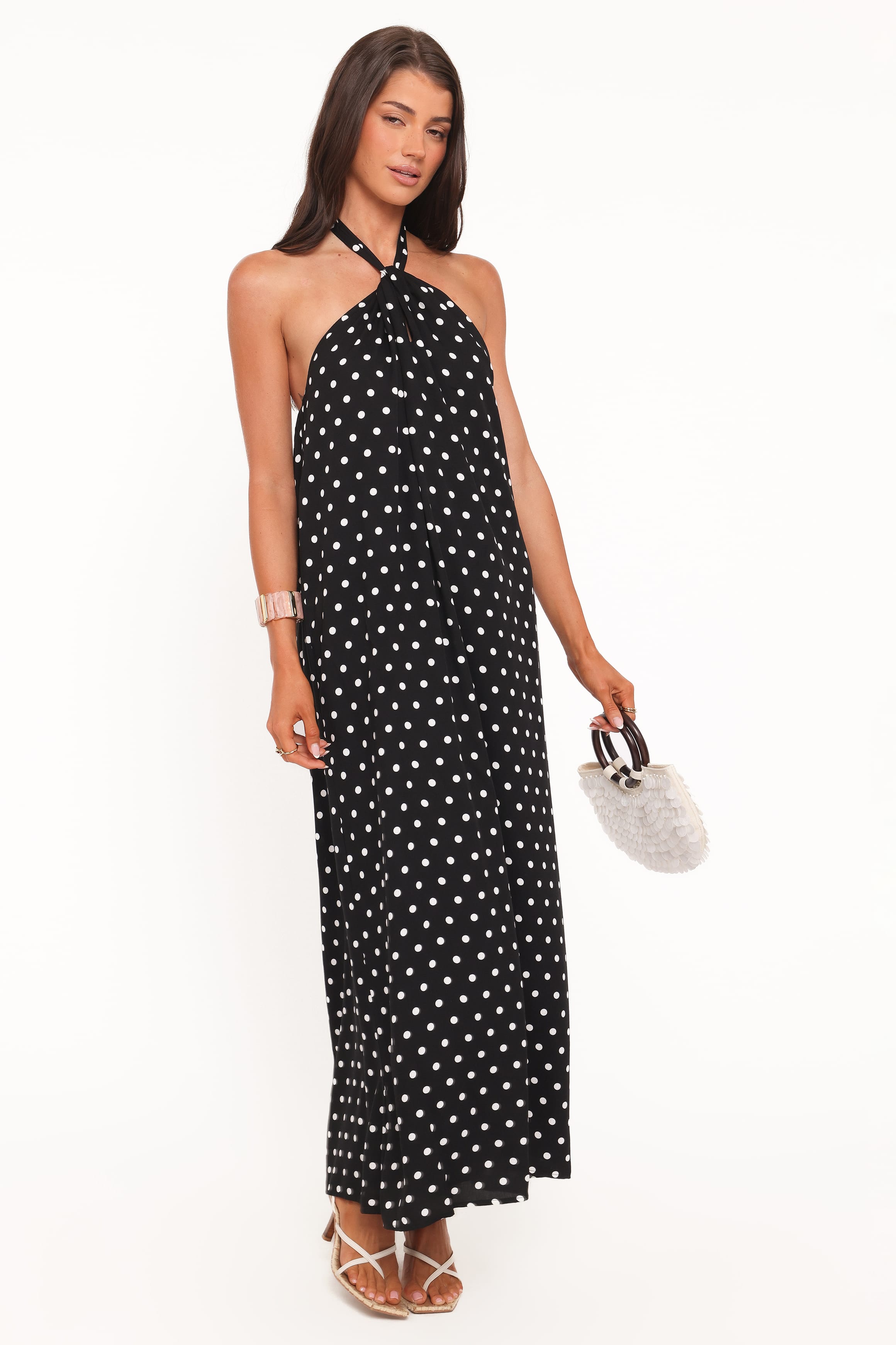 Theophania Halter Neck Polka Dot Maxi Dress for Women - gallery