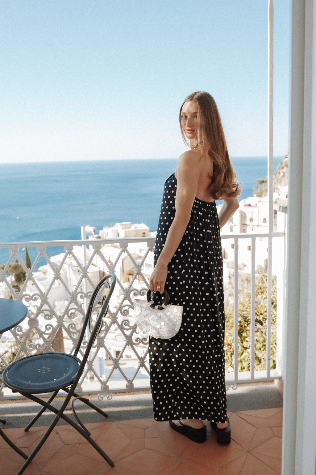 Theophania Halter Neck Polka Dot Maxi Dress for Women - gallery