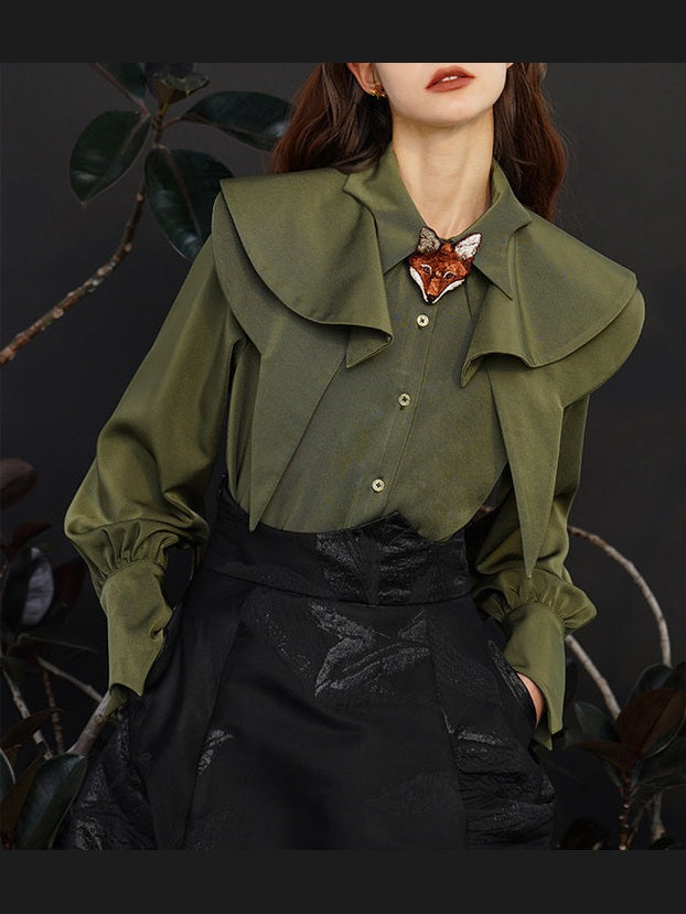 Fox Charm Ruffle Blouse for Women