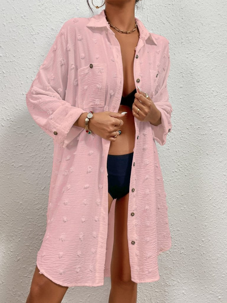 Button-Down Cover-Up Shirt Dress for Women — Beach Cardigan - gallery