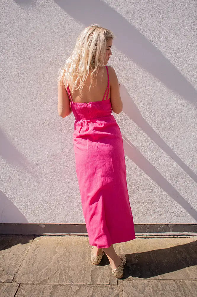 Veranys Fuchsia Linen Dress - gallery