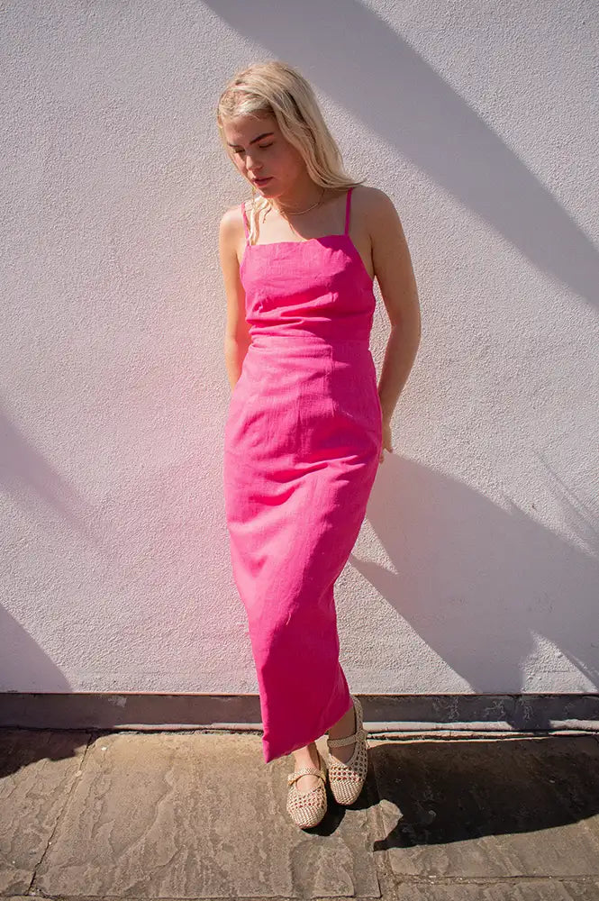 Veranys Fuchsia Linen Dress