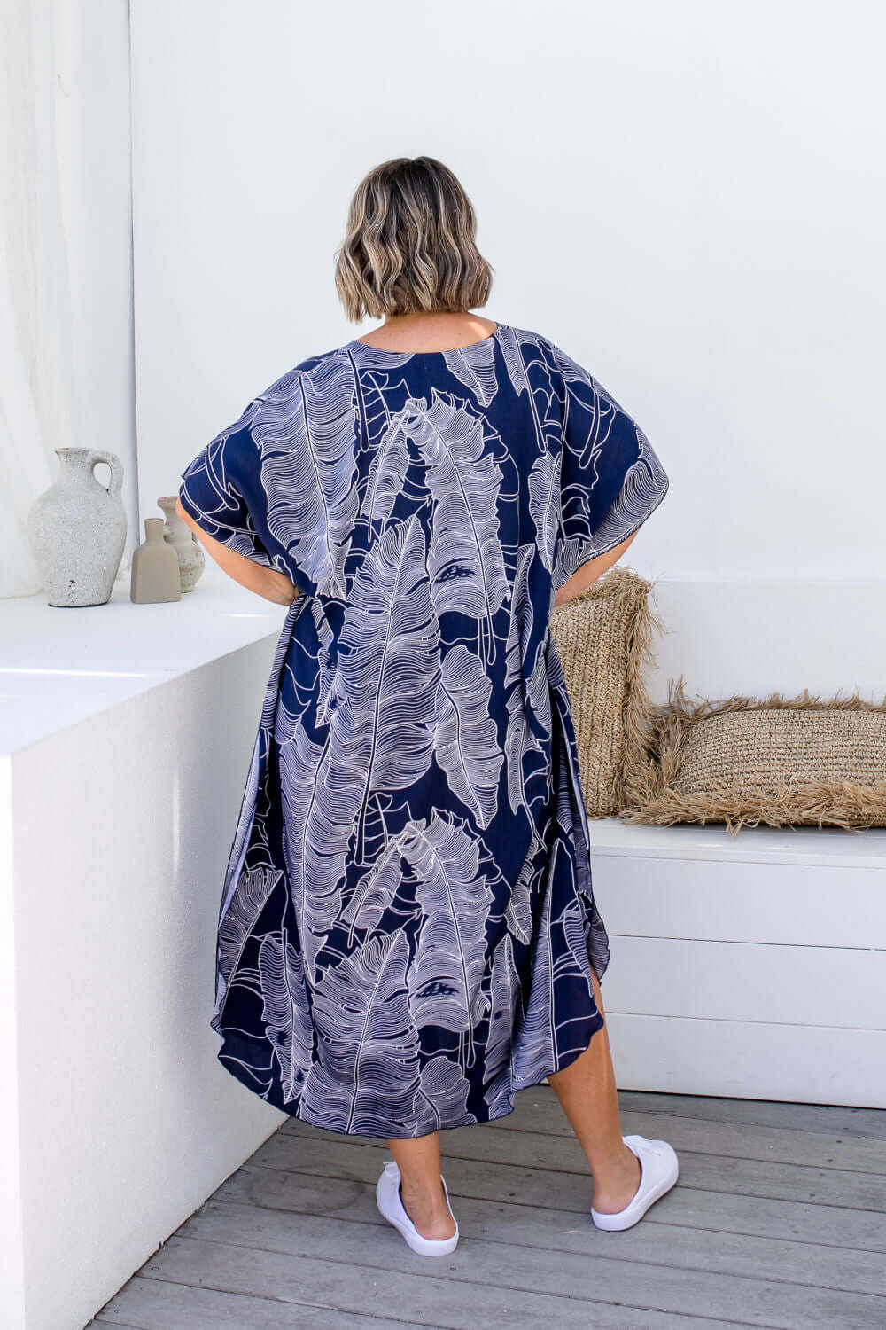 Long Kaftan Dress - Blue Leaf — gallery