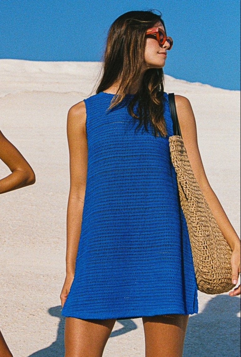 Poolside Mini Dress In Cobalt — gallery