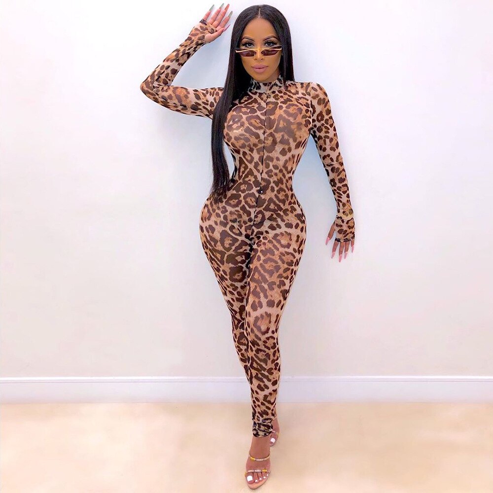 Leopard Transparent Jumpsuit for Women