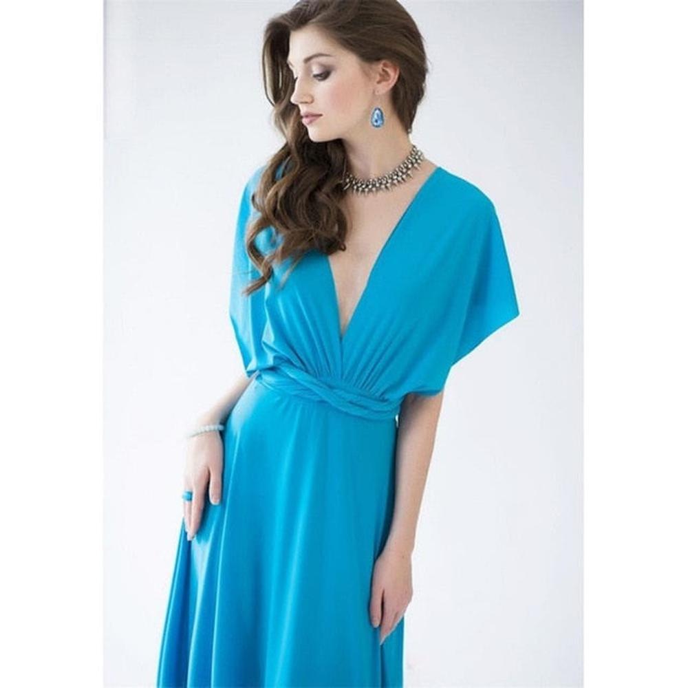 Multiway Wrap Convertible Boho Maxi Club Red Dress for Women - gallery