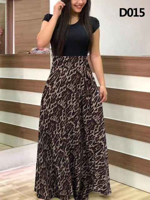 Plus Size Summer Print Stitching Flower Long Banquet Dress for Women - gallery