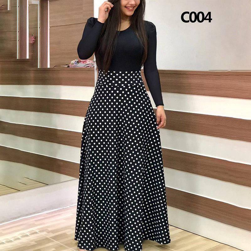Plus Size Summer Print Stitching Flower Long Banquet Dress for Women - gallery