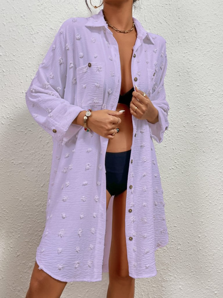 Button-Down Cover-Up Shirt Dress for Women — Beach Cardigan - gallery