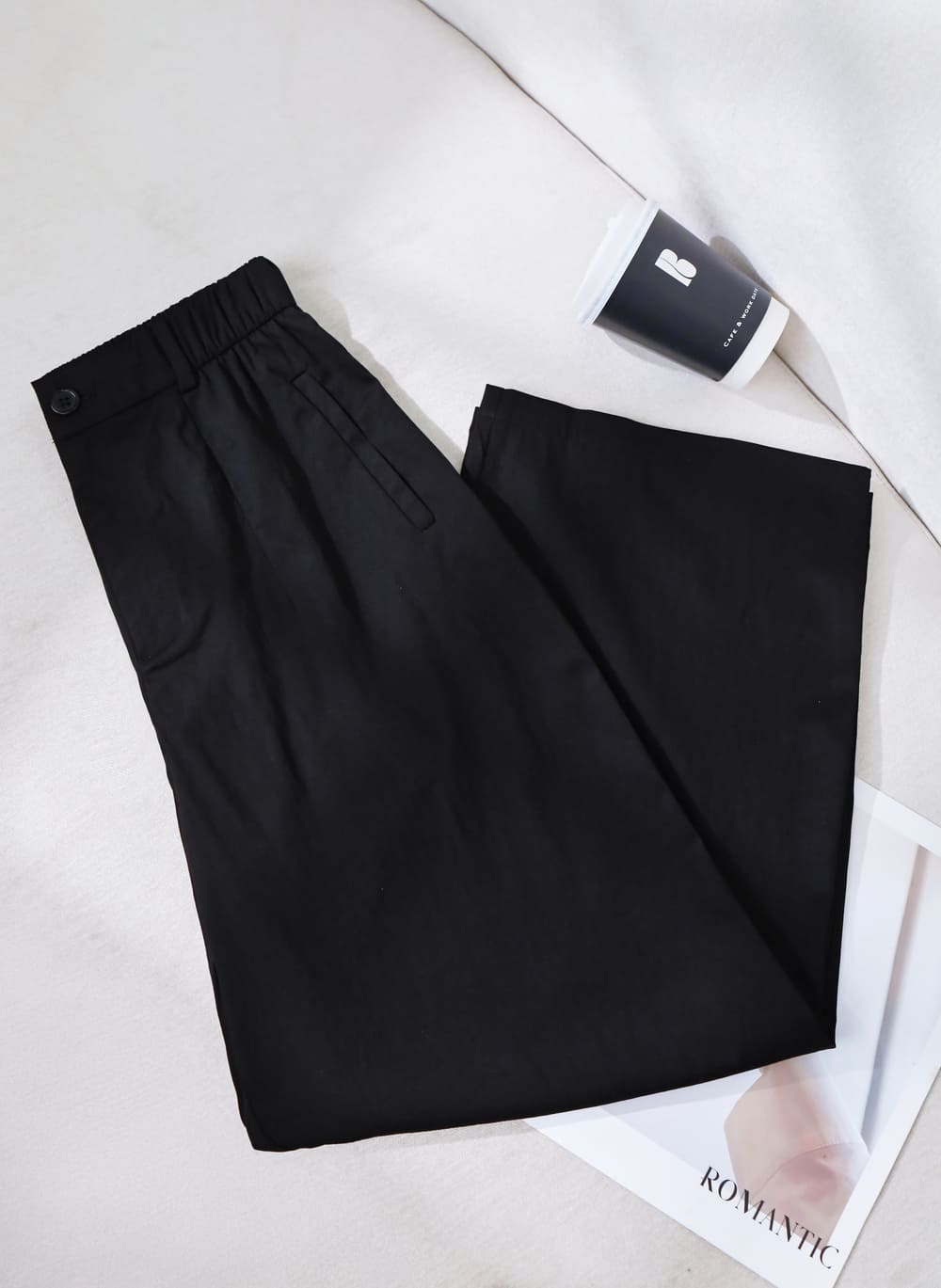 High-Waist Khaki Straight-Leg Trousers for Women - Black