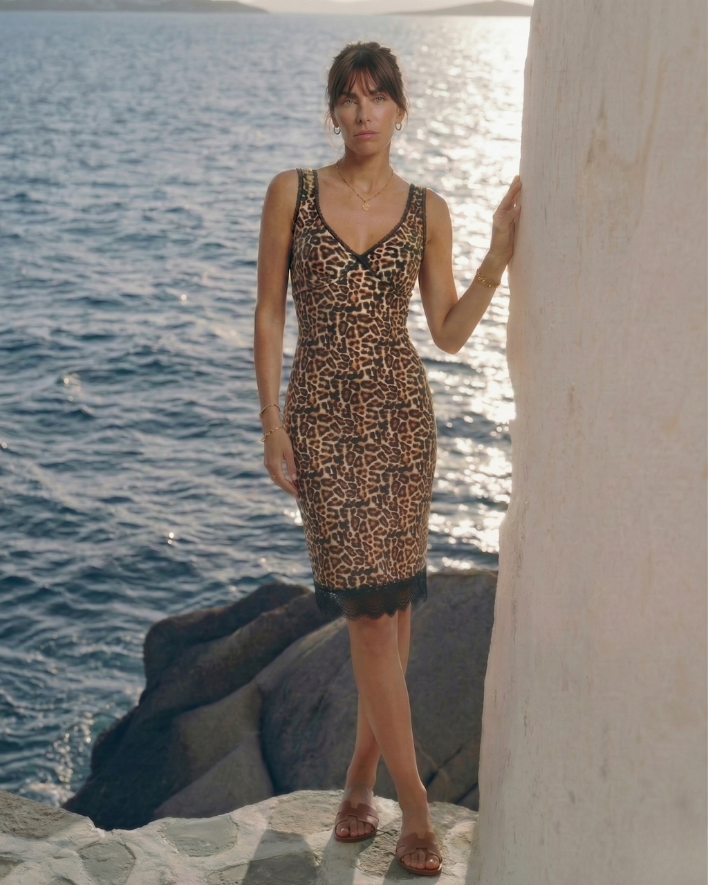 Urban Safari Linen Cotton Knee-Length Dress for Women - gallery