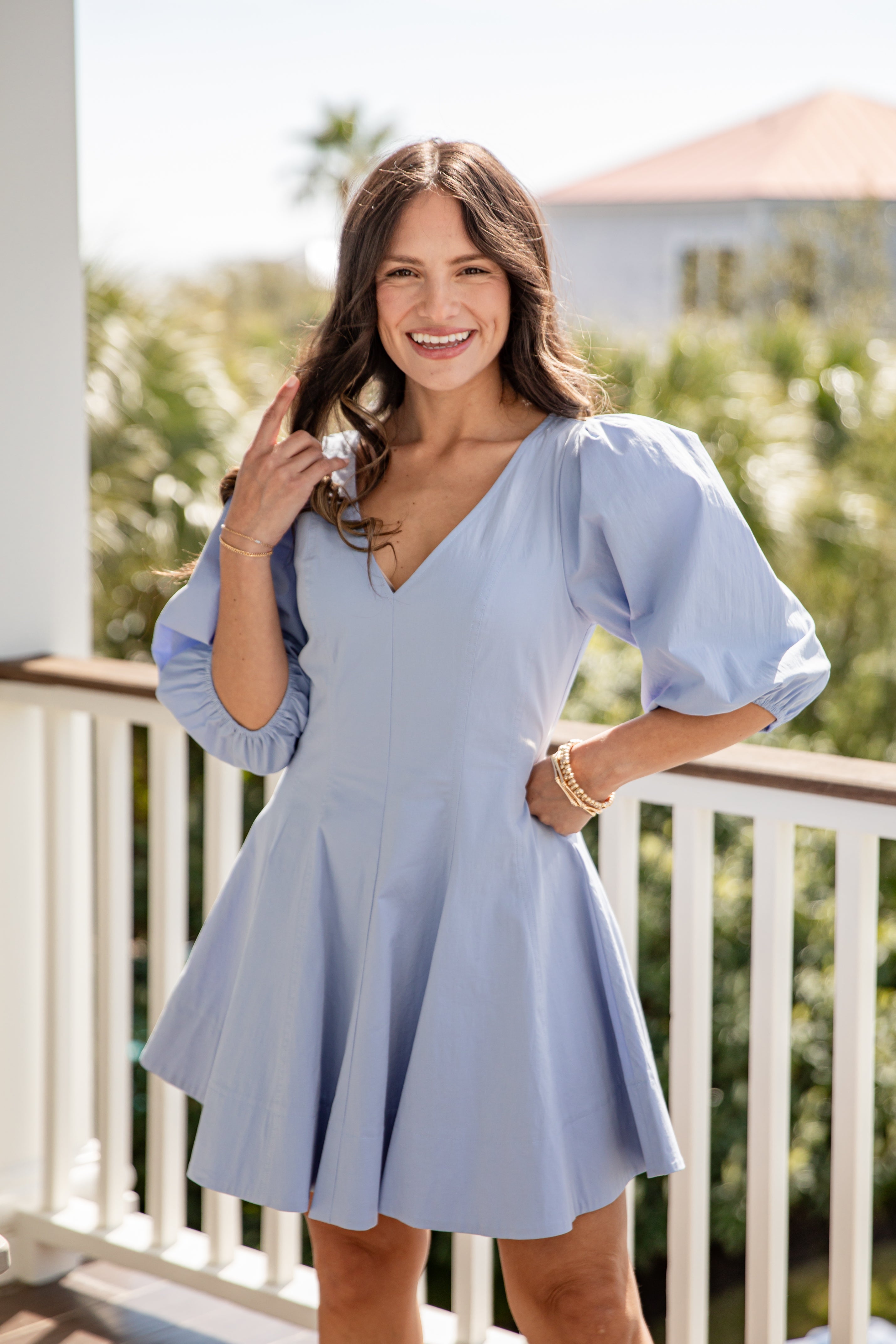 Bluebird Kisses Three-Quarter Sleeve Mini Dress for Women - gallery