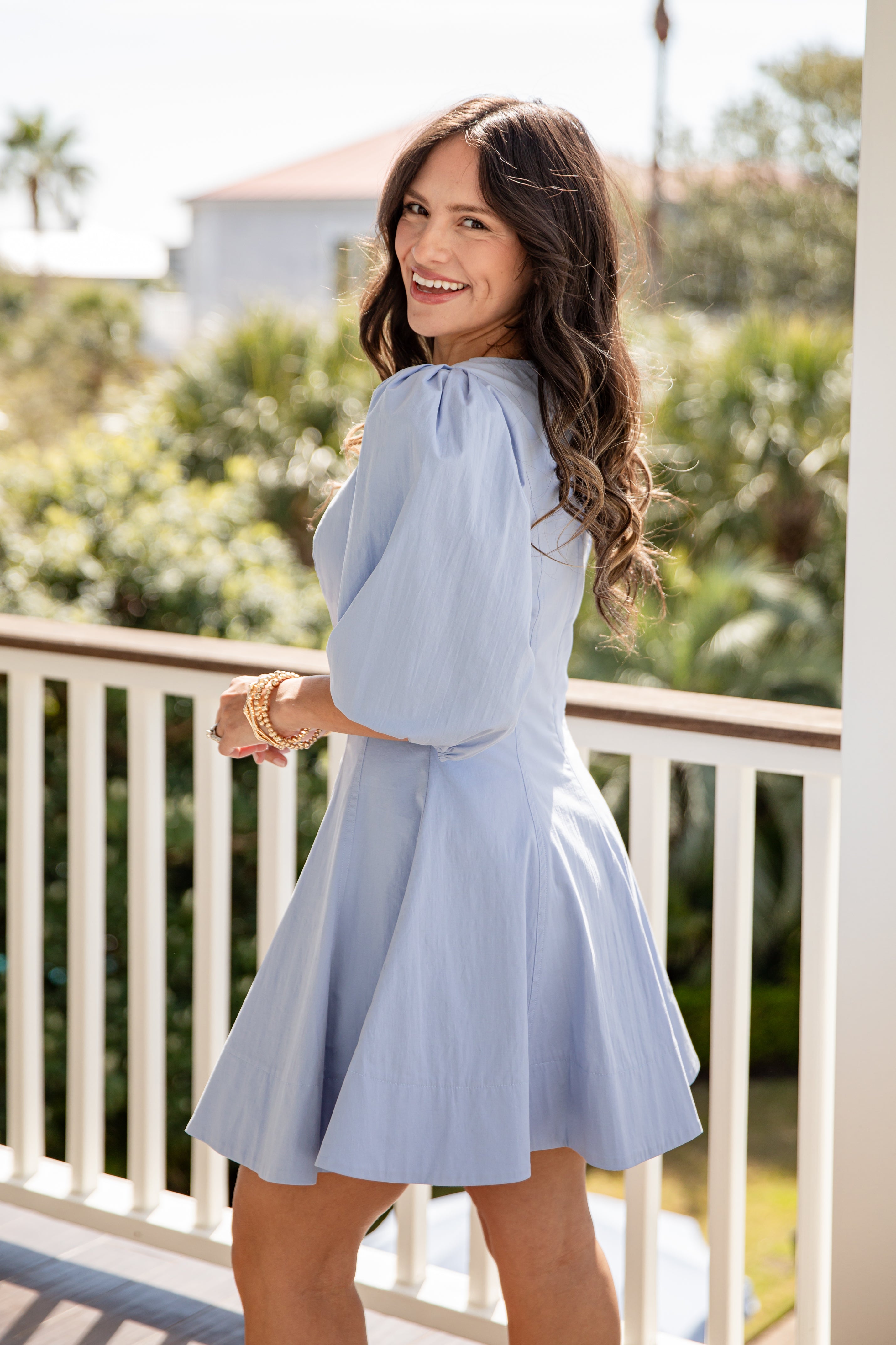 Bluebird Kisses Three-Quarter Sleeve Mini Dress for Women - gallery