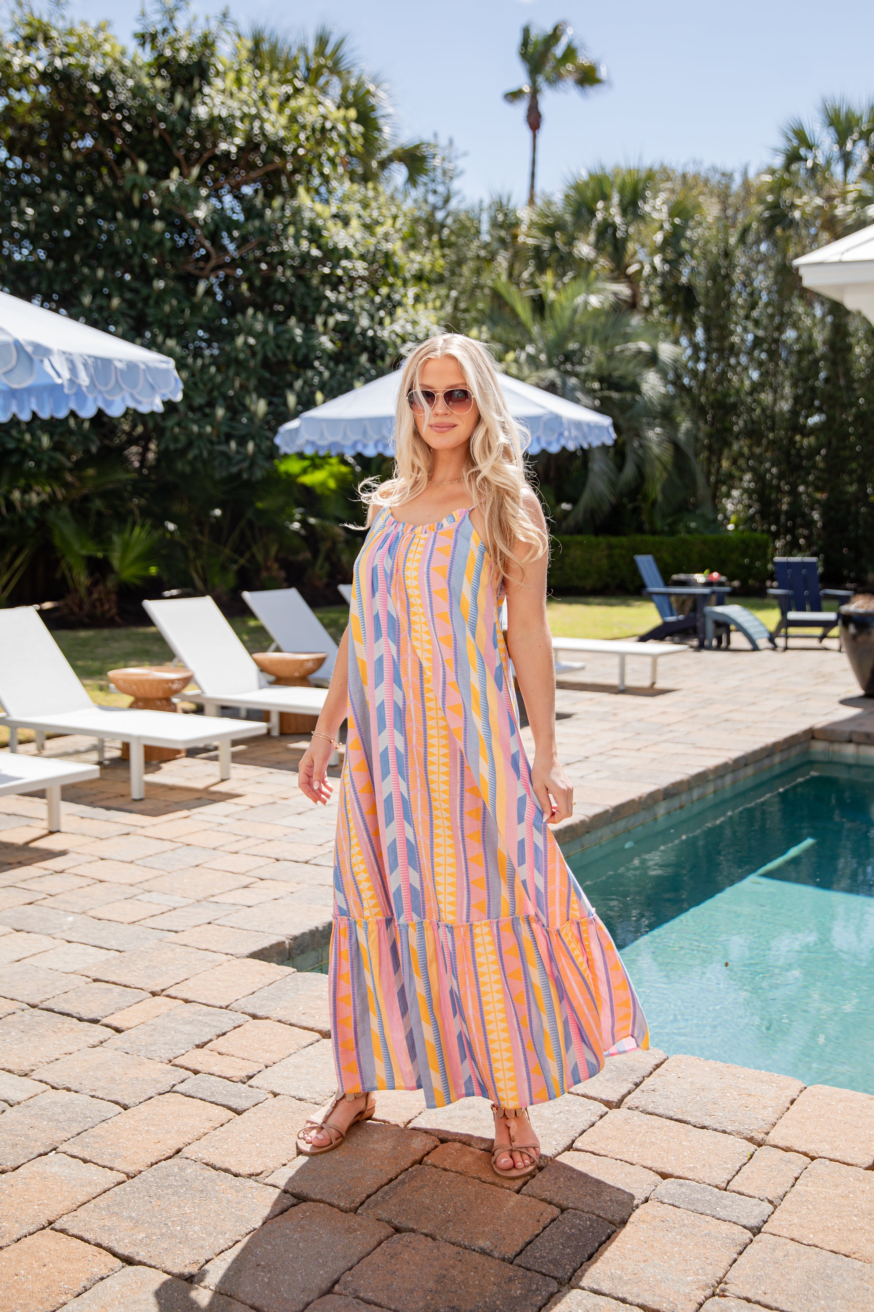On Location Striped Aztec Maxi Dress for Women - gallery