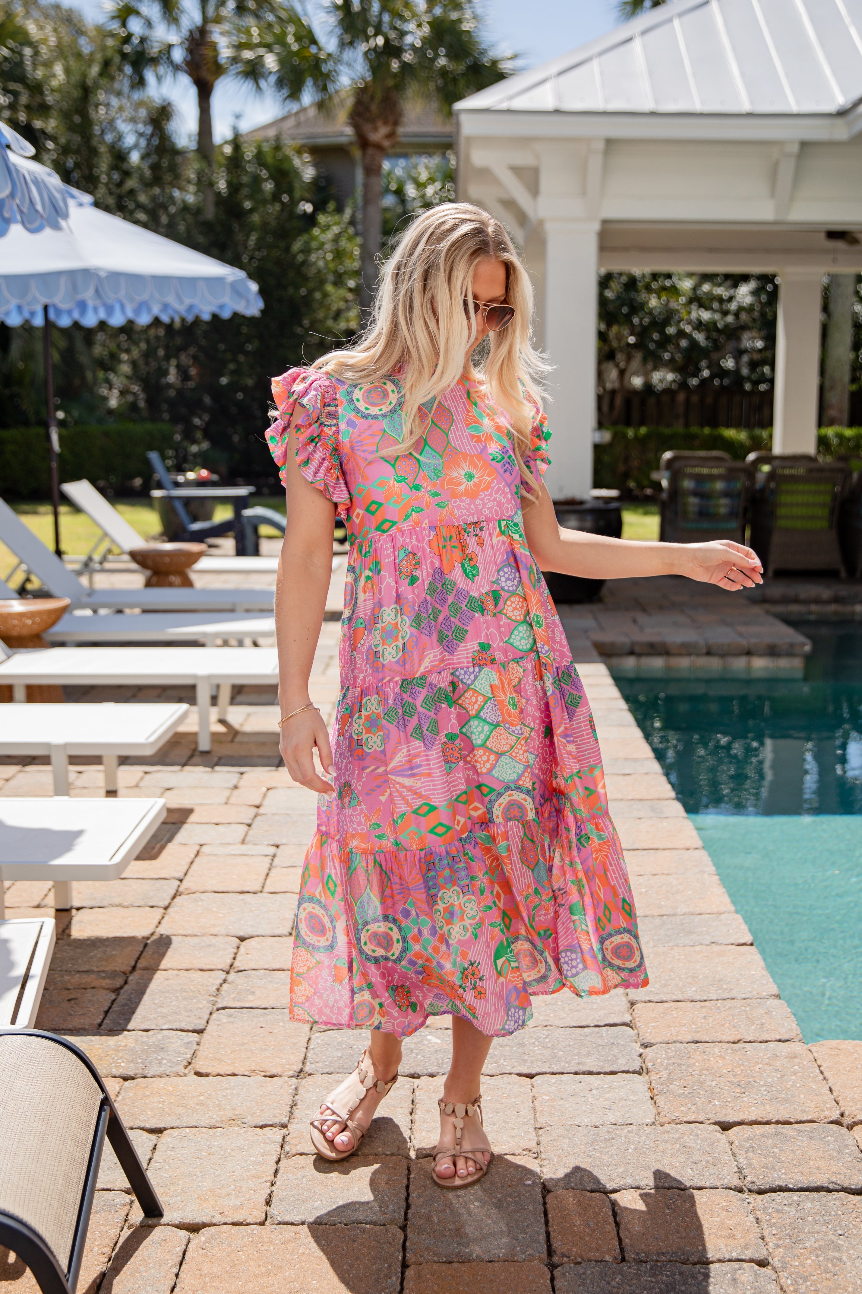 Sunny Attraction Printed Tiered Maxi Dress for Women - gallery