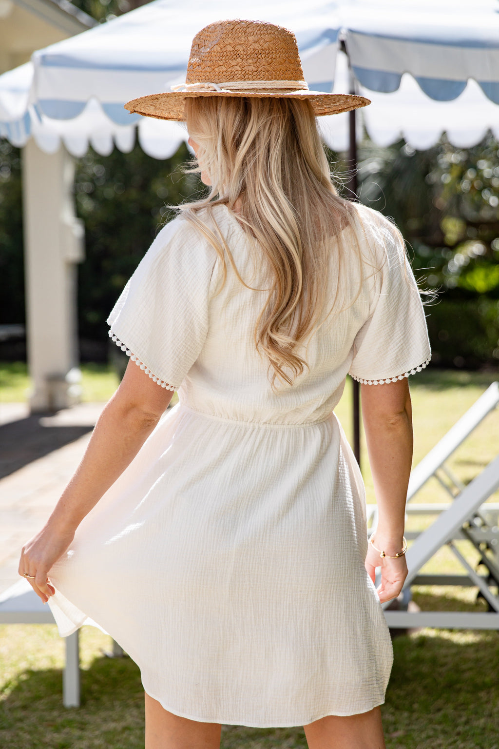 Until We Meet Again Flutter Sleeve Cotton Mini Dress for Women - gallery