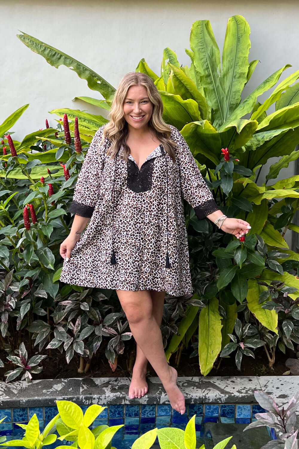 Short Kaftan Dress - Leopard print