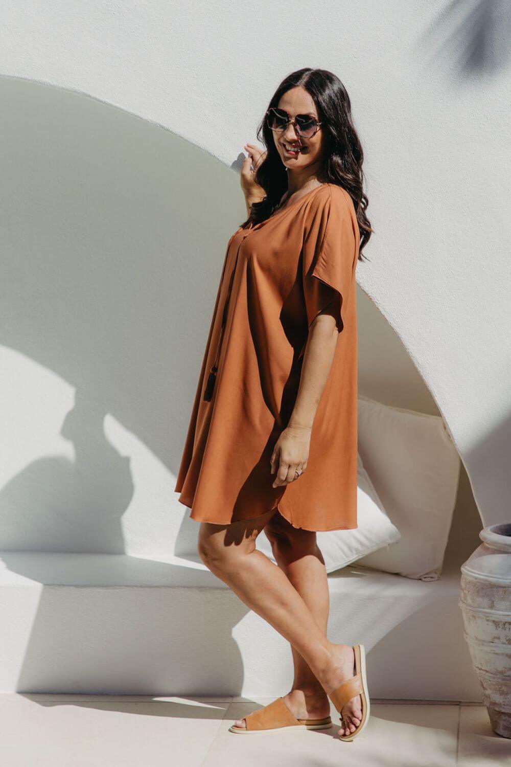 Short Kaftan Dress - Mocha Mousse — gallery