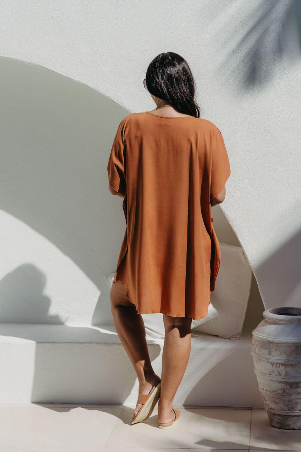 Short Kaftan Dress - Mocha Mousse — gallery