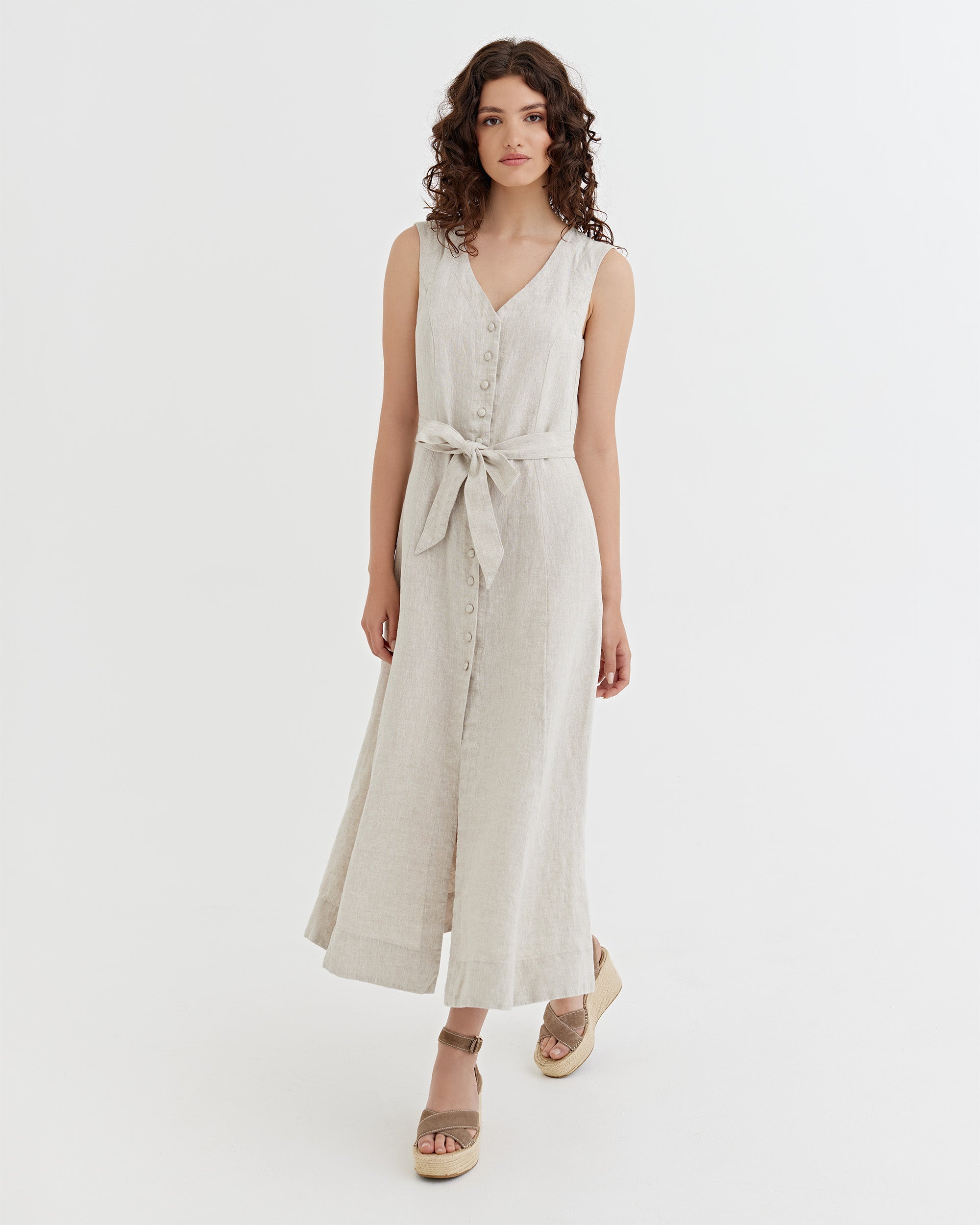 Sleeveless Linen Dress Acadia in Natural Melange - gallery