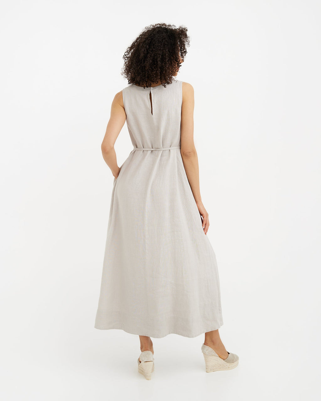 Sleeveless Linen Dress Florence in Natural Flax - gallery