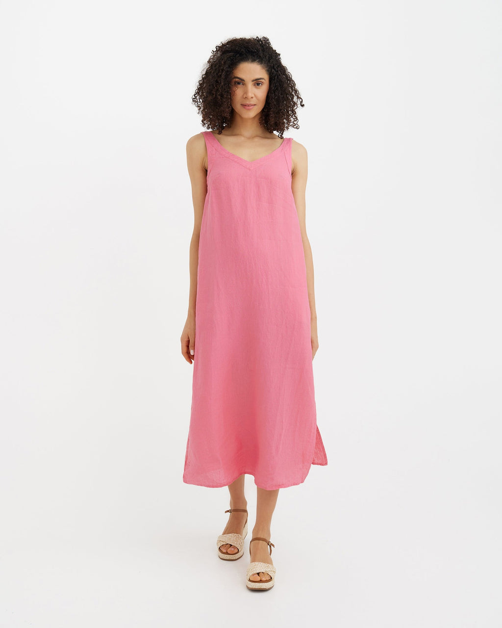 Sleeveless Maxi Linen Dress Bova in Flamingo - gallery