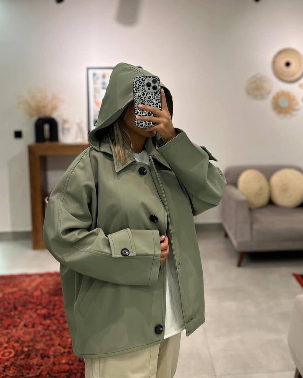 Julia Hooded Trench Coat Jacket for Women - gallery