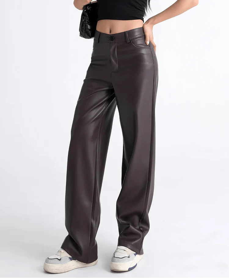 Giselle High Waisted Leather Pants Trousers for Women - gallery