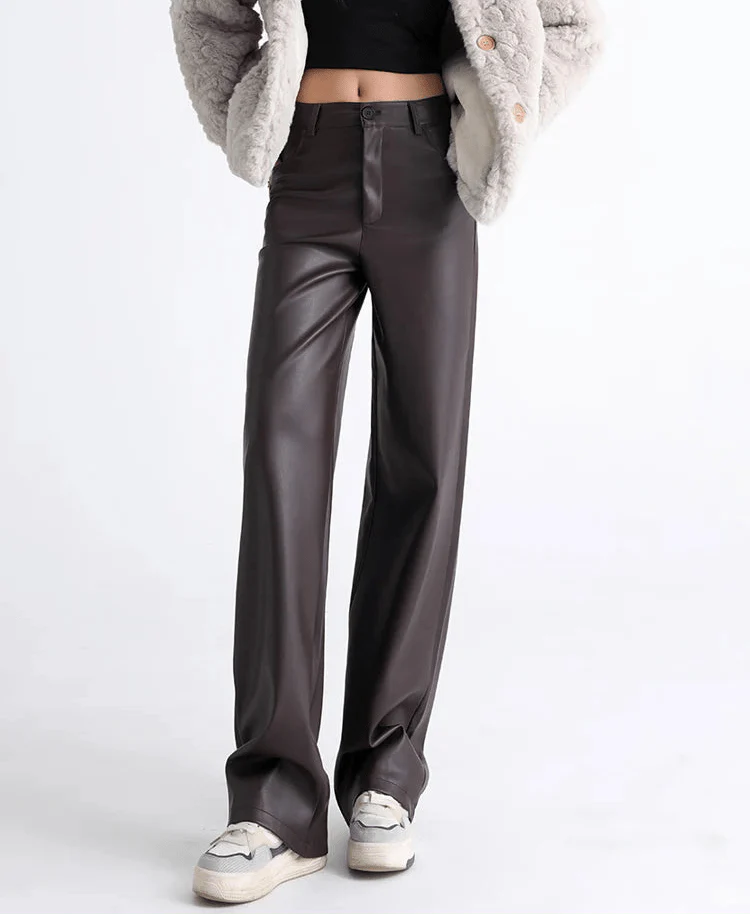 Giselle High Waisted Leather Pants Trousers for Women - gallery