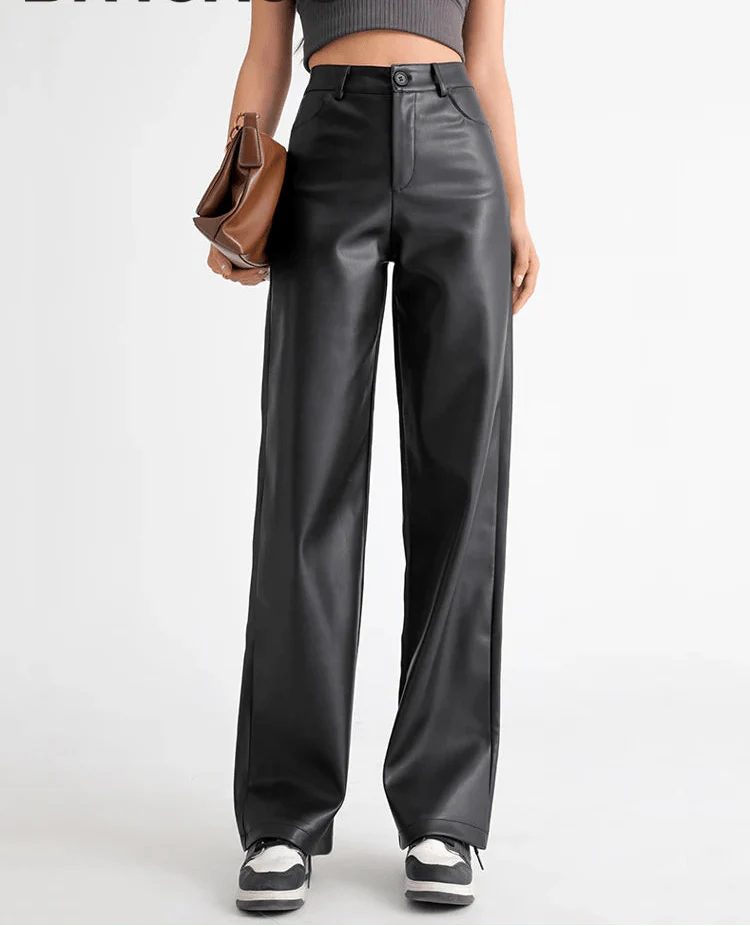 Giselle High Waisted Leather Pants Trousers for Women