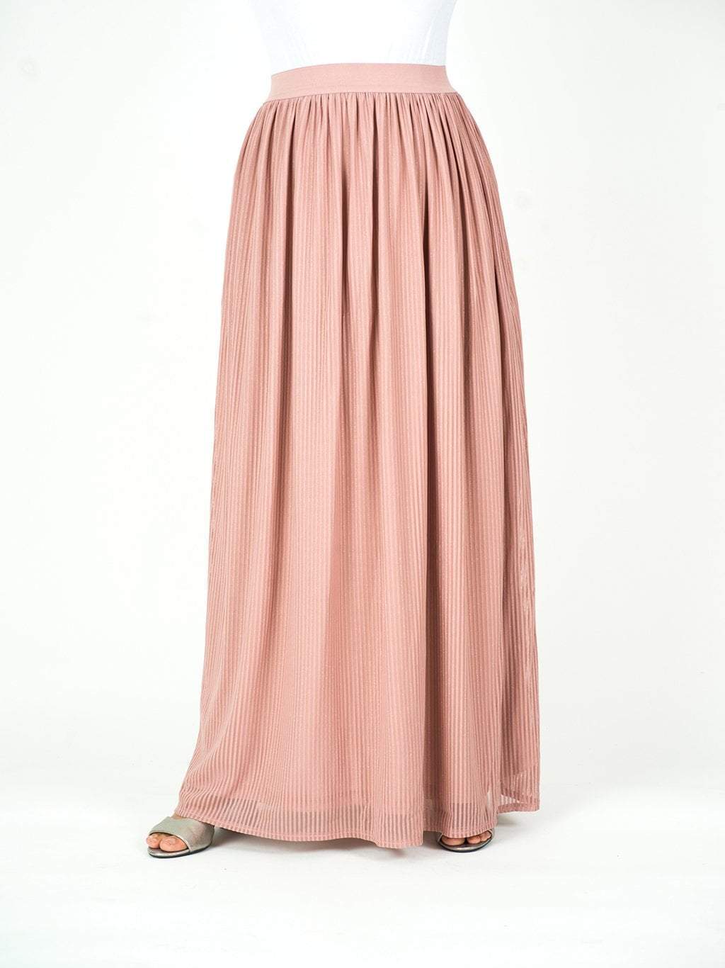 Sparkle Tulle Maxi Skirt for Women — Glitter Modest Style - Mauve