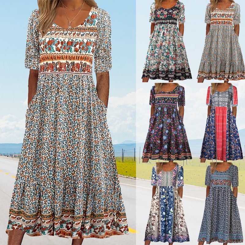 Elegant Boho Print Dress for Women