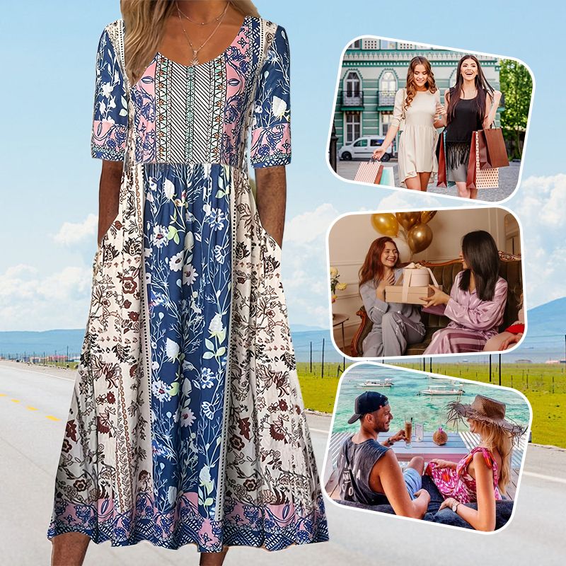 Elegant Boho Print Dress for Women - gallery