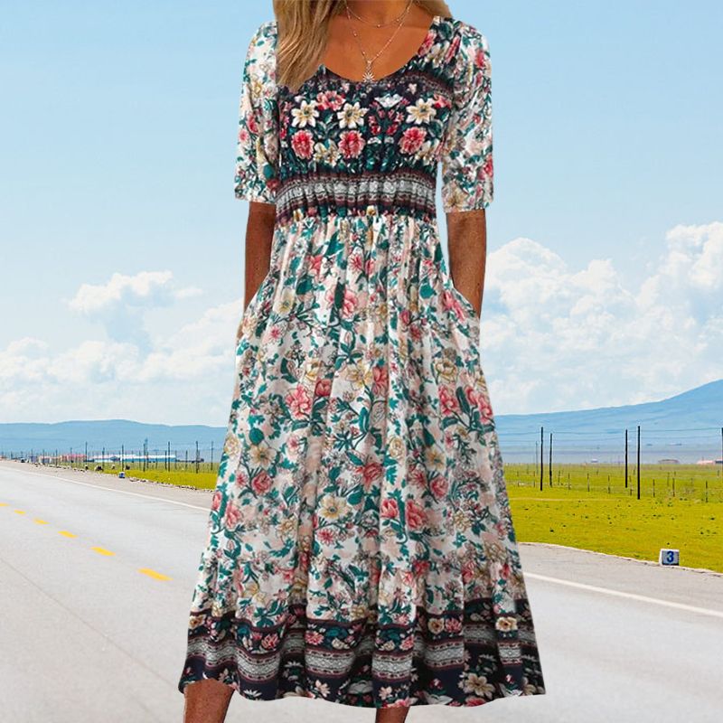 Elegant Boho Print Dress for Women - gallery