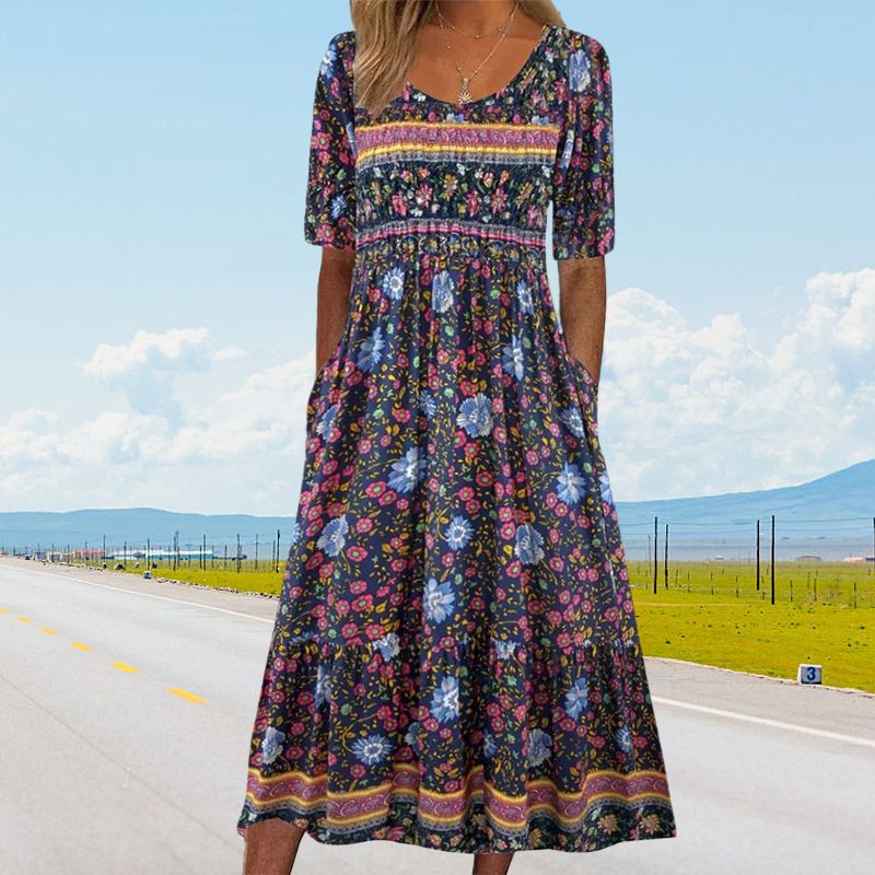 Elegant Boho Print Dress for Women - gallery