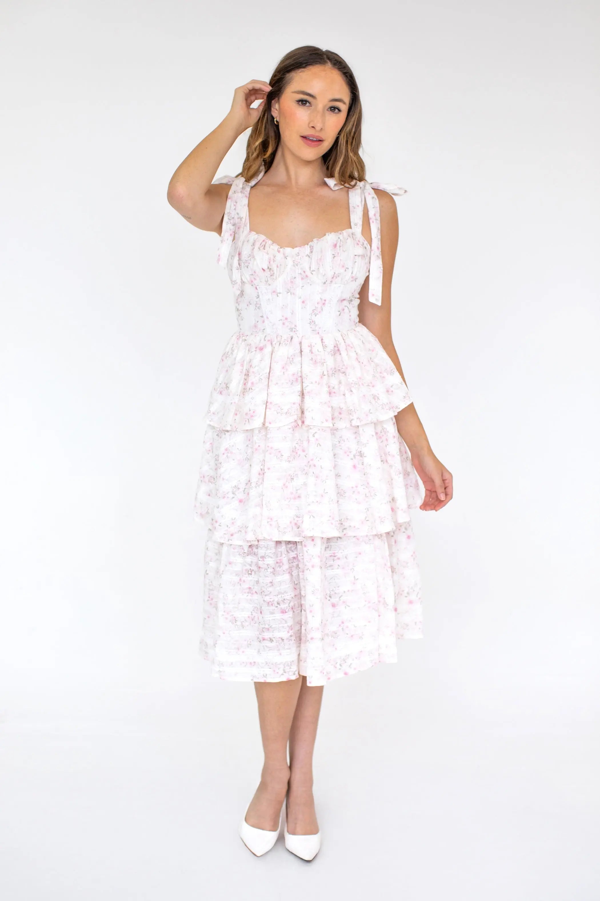 Layered Floral Princess Dress for Women — Adjustable Straps - gallery