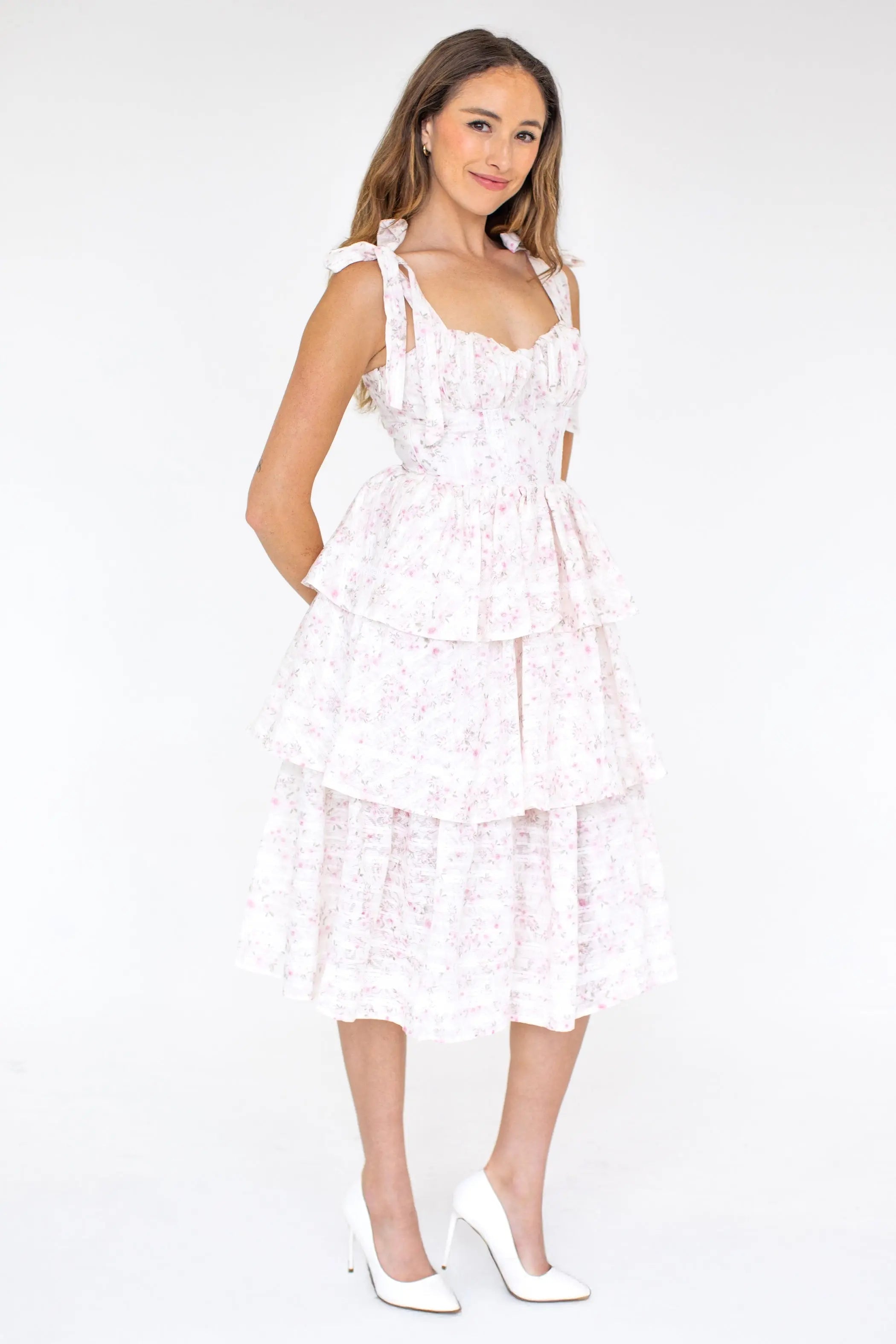 Layered Floral Princess Dress for Women — Adjustable Straps - gallery