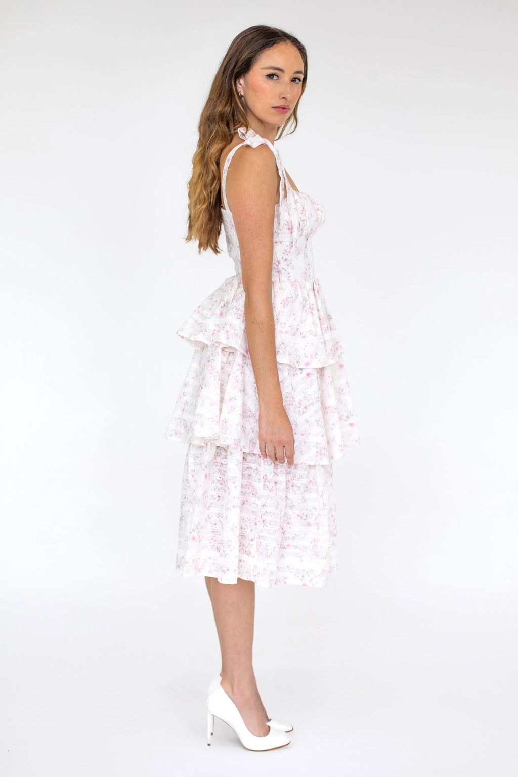 Layered Floral Princess Dress for Women — Adjustable Straps - gallery