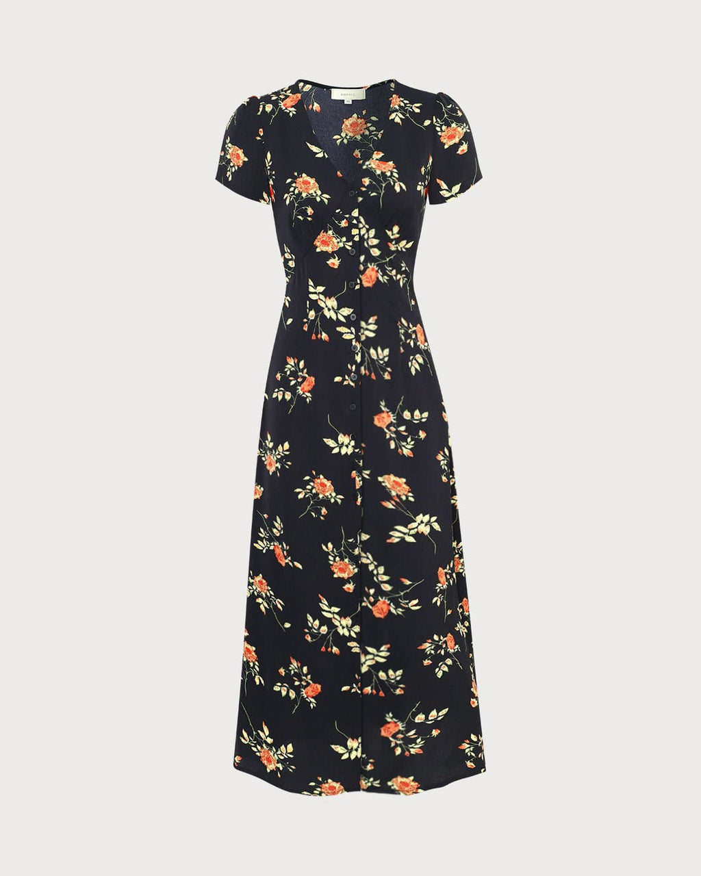 Vintage Floral Button-Down Maxi Dress for Women - gallery