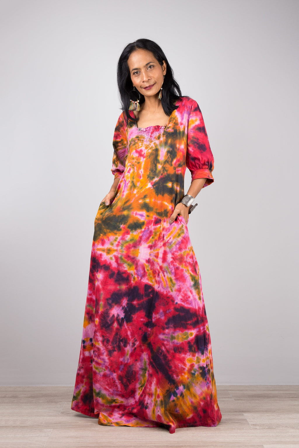 Shibori Tie-Dye Maxi Dress for Women — Hand-Crafted Flowing - gallery