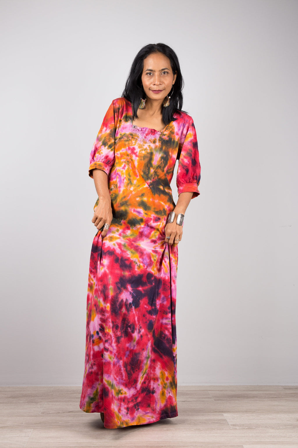 Shibori Tie-Dye Maxi Dress for Women — Hand-Crafted Flowing - gallery