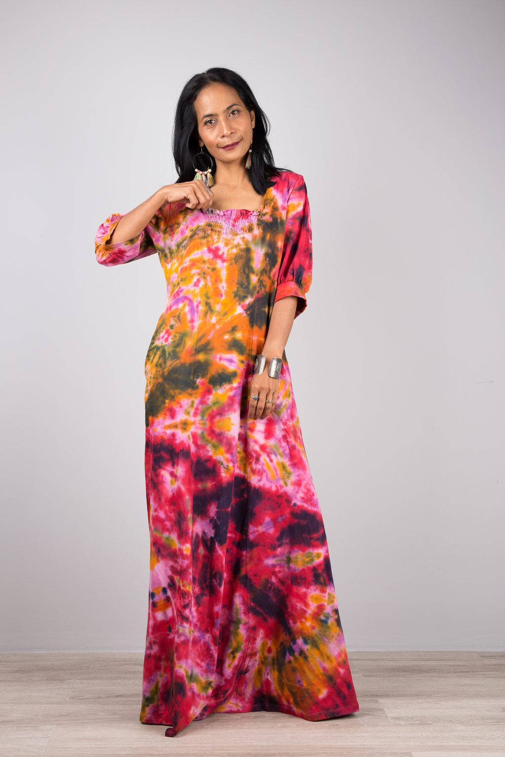 Shibori Tie-Dye Maxi Dress for Women — Hand-Crafted Flowing - gallery