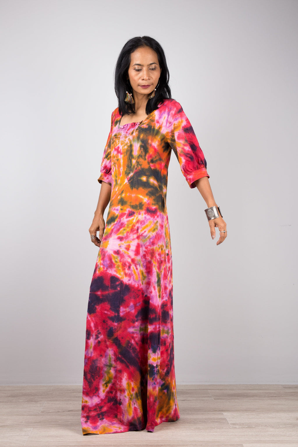 Shibori Tie-Dye Maxi Dress for Women — Hand-Crafted Flowing - gallery