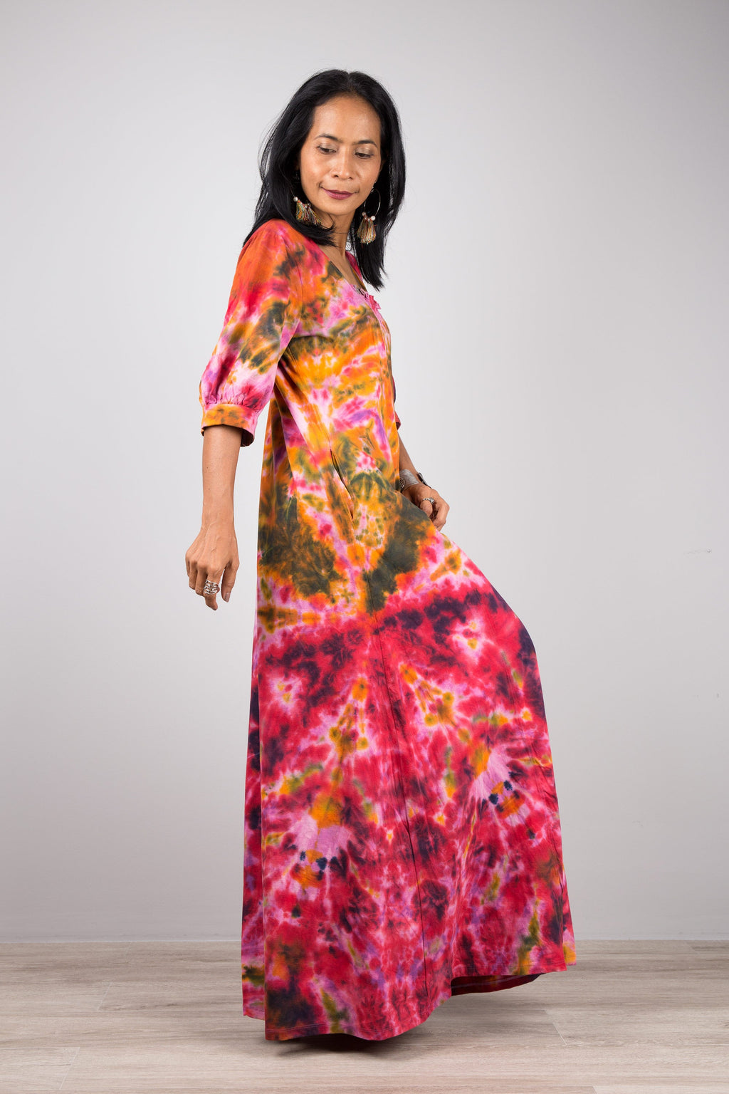 Shibori Tie-Dye Maxi Dress for Women — Hand-Crafted Flowing - gallery