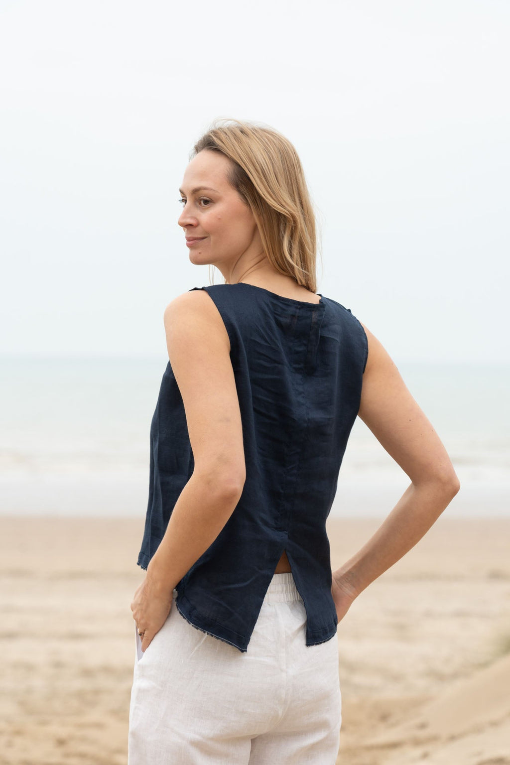 Aimie Linen Top | Linen Back Detail Top — gallery