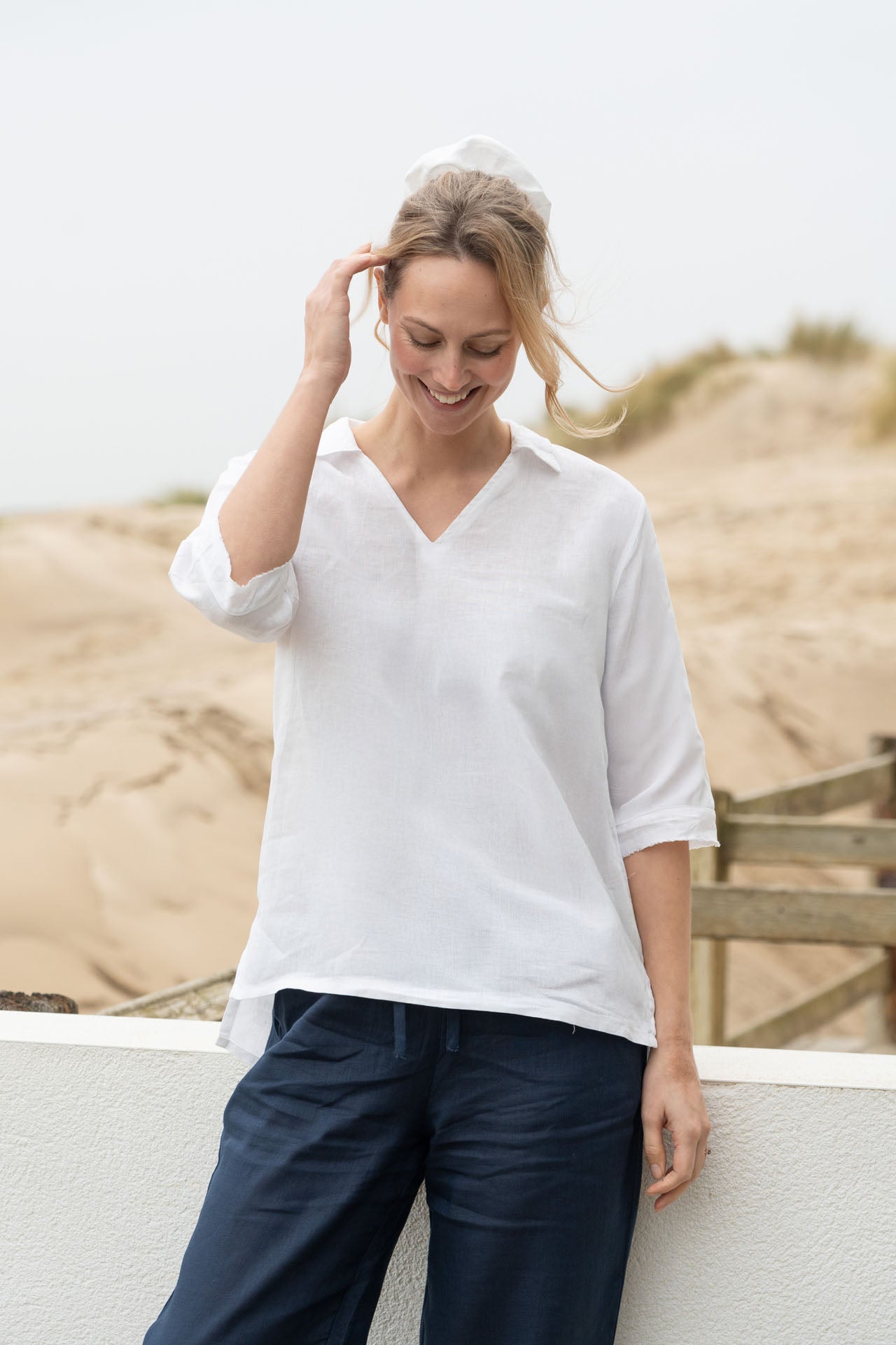 Lizzie Linen Shirt | Collared Shirt — Oyster White
